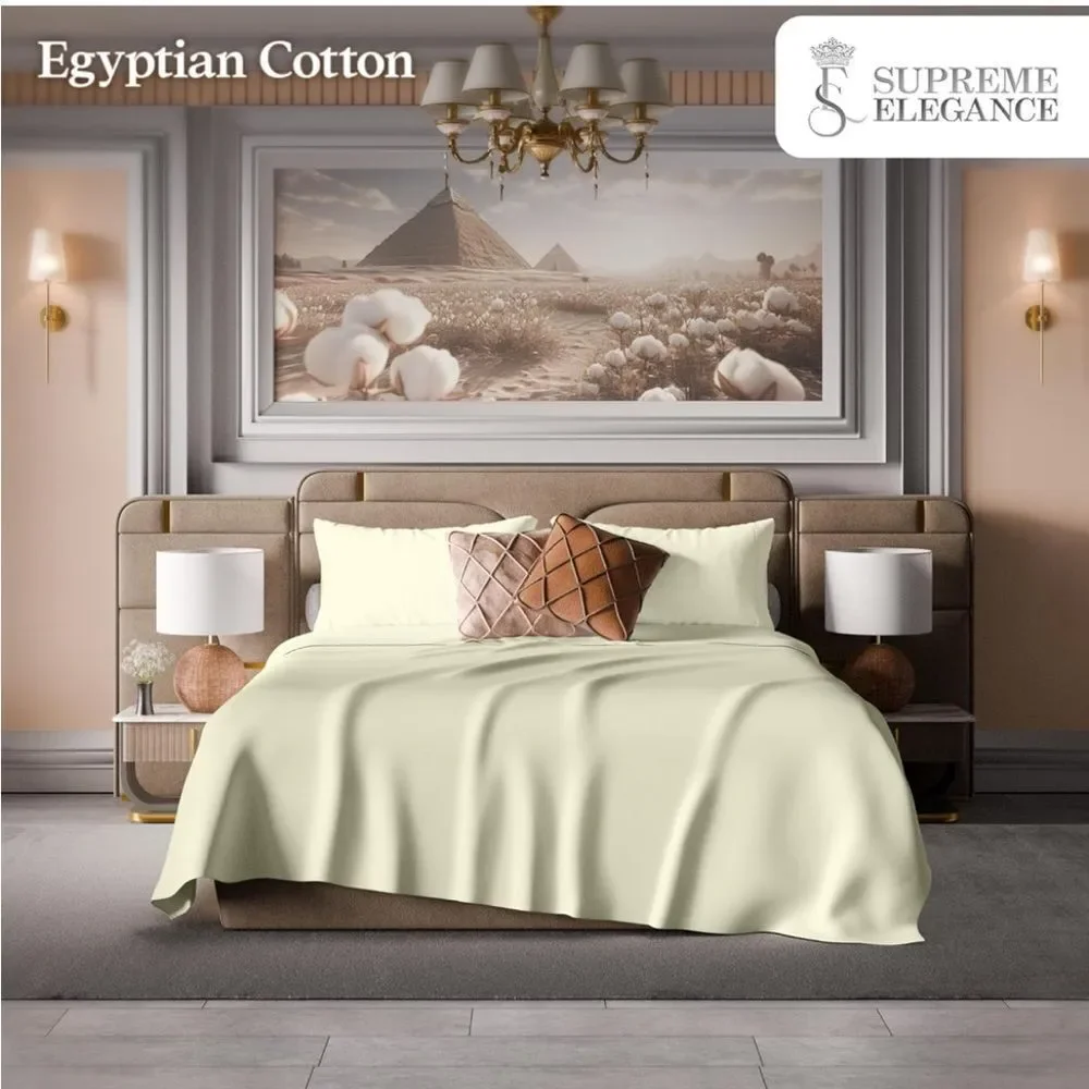 AIREOLUX Egyptian Cotton Queen Size‎ Sheets Set 1000 TC Count Sateen Luxury
